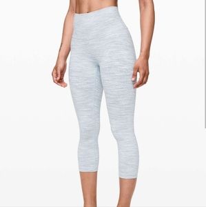Lululemon hi rise wunder under crops chambray wee are from space stripe 6